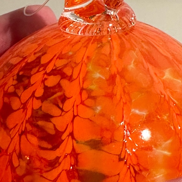Hand Blown Glass Ornament Sun Catcher Orange 3 inch Diameter - Picture 2 of 4